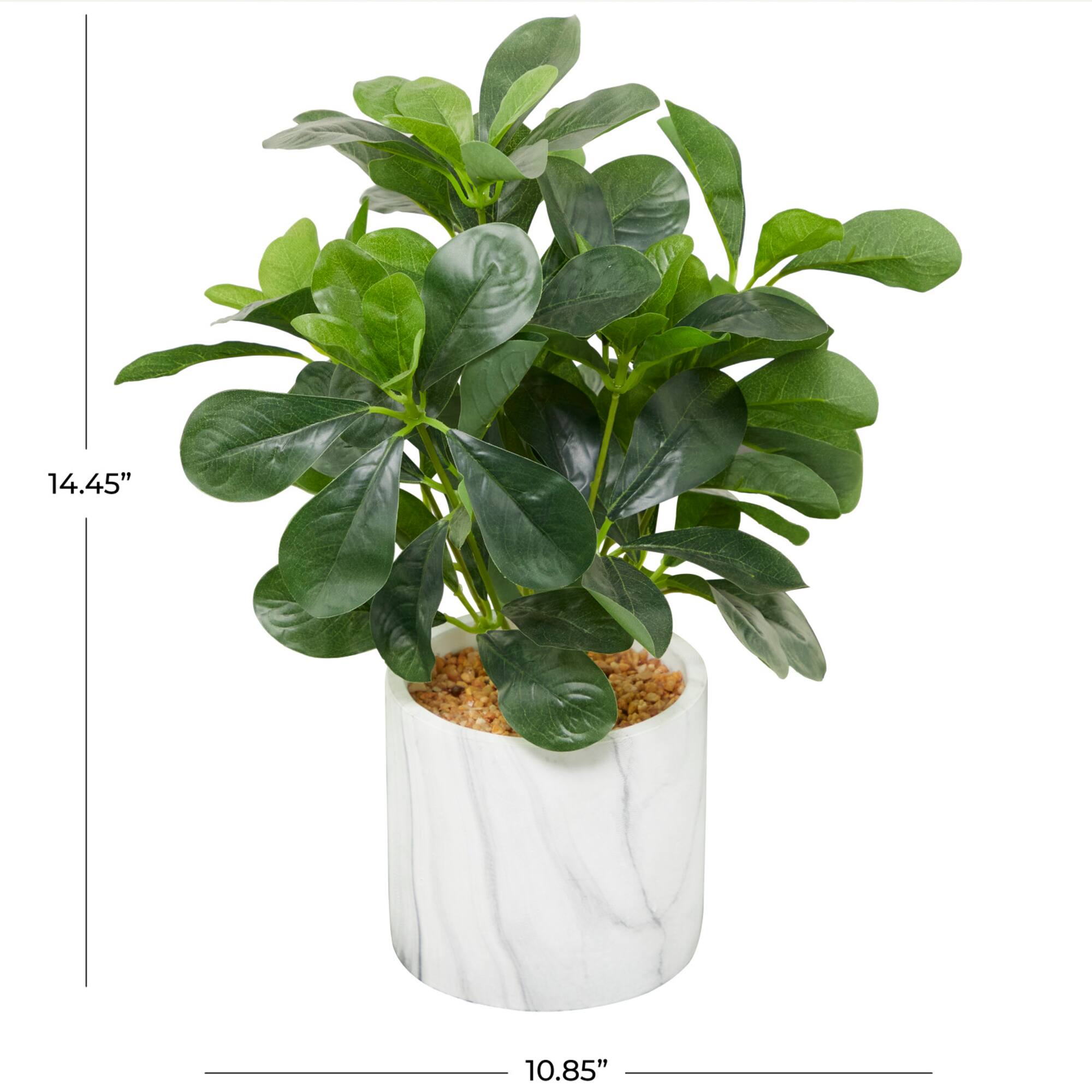 The Novogratz 14" Green Eucalyptus Faux Foliage Artificial Plant with White Marble Pot
